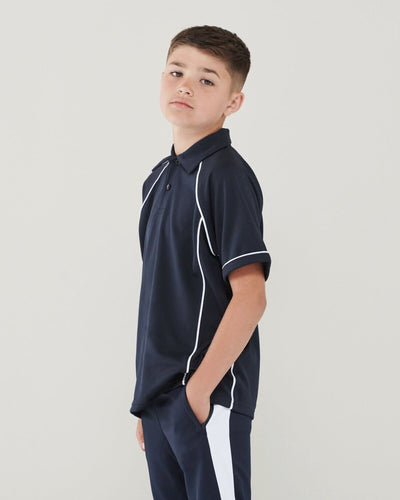 LV372B  KIDS PERFORMANCE PIPED POLO